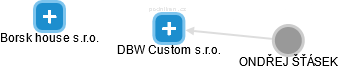 DBW Custom s.r.o. - náhled vizuálního zobrazení vztahů obchodního rejstříku