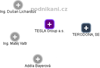 TESLA Group a.s. - náhled vizuálního zobrazení vztahů obchodního rejstříku
