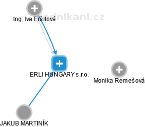 ERLI HUNGARY s.r.o. - náhled vizuálního zobrazení vztahů obchodního rejstříku