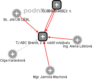 TJ ABC Braník, z. s. oddíl volejbalu - náhled vizuálního zobrazení vztahů obchodního rejstříku