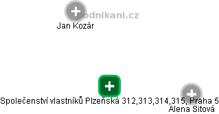 Společenství vlastníků Plzeňská 312,313,314,315, Praha 5 - náhled vizuálního zobrazení vztahů obchodního rejstříku