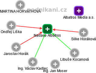 Nadace Albatros - náhled vizuálního zobrazení vztahů obchodního rejstříku