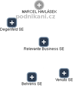 Relevante Business SE - náhled vizuálního zobrazení vztahů obchodního rejstříku