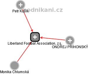 Liberland Footbal Association, z.s. - náhled vizuálního zobrazení vztahů obchodního rejstříku