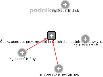 Česká asociace provozovatelů lokálních distribučních soustav, z. s. - náhled vizuálního zobrazení vztahů obchodního rejstříku