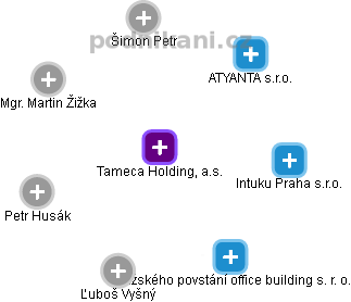Tameca Holding, a.s. - náhled vizuálního zobrazení vztahů obchodního rejstříku