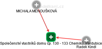 Společenství vlastníků domu čp. 130 - 133 Chemiků, Pardubice - náhled vizuálního zobrazení vztahů obchodního rejstříku