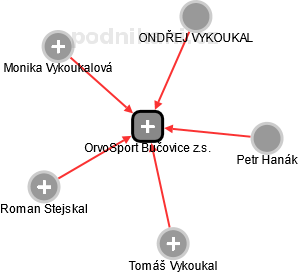 OrvoSport Bučovice z.s. - náhled vizuálního zobrazení vztahů obchodního rejstříku
