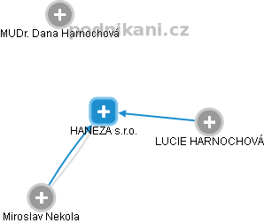 HANEZA s.r.o. - náhled vizuálního zobrazení vztahů obchodního rejstříku