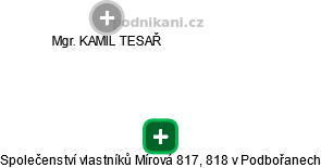 Společenství vlastníků Mírová 817, 818 v Podbořanech - náhled vizuálního zobrazení vztahů obchodního rejstříku