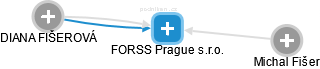 FORSS Prague s.r.o. - náhled vizuálního zobrazení vztahů obchodního rejstříku