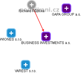 BUSINESS INVESTMENTS a.s. - náhled vizuálního zobrazení vztahů obchodního rejstříku