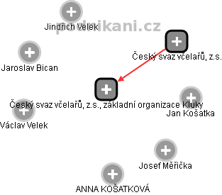 Český svaz včelařů, z.s., základní organizace Kluky - náhled vizuálního zobrazení vztahů obchodního rejstříku