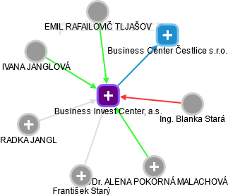 Business Invest Center, a.s. - náhled vizuálního zobrazení vztahů obchodního rejstříku