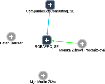 ROBAPRO, SE - náhled vizuálního zobrazení vztahů obchodního rejstříku