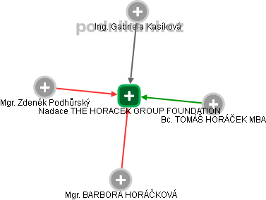 Nadace THE HORACEK GROUP FOUNDATION - náhled vizuálního zobrazení vztahů obchodního rejstříku