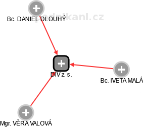 DIV z. s. - náhled vizuálního zobrazení vztahů obchodního rejstříku