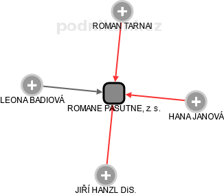 ROMANE PAŠUTNE, z. s. - náhled vizuálního zobrazení vztahů obchodního rejstříku