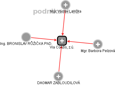 Via Cordis, z.ú. - náhled vizuálního zobrazení vztahů obchodního rejstříku