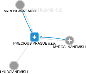 PRECIOUS PRAGUE s.r.o. - náhled vizuálního zobrazení vztahů obchodního rejstříku