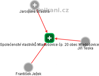Společenství vlastníků Mladošovice čp. 20 obec Mladošovice - náhled vizuálního zobrazení vztahů obchodního rejstříku