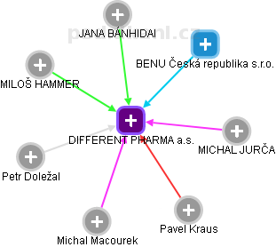 DIFFERENT PHARMA a.s. - náhled vizuálního zobrazení vztahů obchodního rejstříku