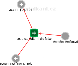 cosa.cz, kulturní družstvo - náhled vizuálního zobrazení vztahů obchodního rejstříku