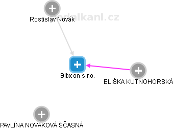 Blixcon s.r.o. - náhled vizuálního zobrazení vztahů obchodního rejstříku