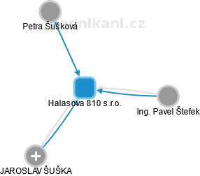 Halasova 810 s.r.o. - náhled vizuálního zobrazení vztahů obchodního rejstříku