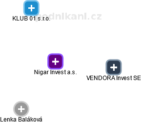Nigar Invest a.s. - náhled vizuálního zobrazení vztahů obchodního rejstříku