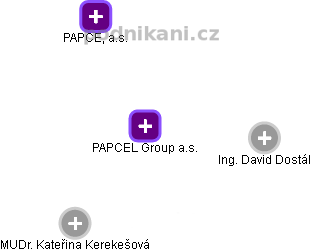 PAPCEL Group a.s. - náhled vizuálního zobrazení vztahů obchodního rejstříku