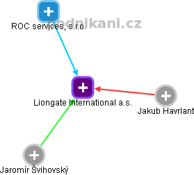 Liongate International a.s. - náhled vizuálního zobrazení vztahů obchodního rejstříku
