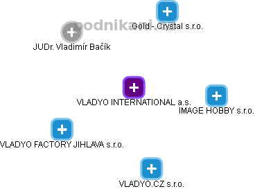 VLADYO INTERNATIONAL a.s. - náhled vizuálního zobrazení vztahů obchodního rejstříku