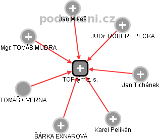 TOP tým z. s. - náhled vizuálního zobrazení vztahů obchodního rejstříku