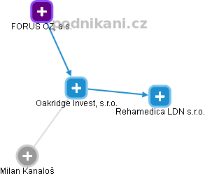 Oakridge Invest, s.r.o. - náhled vizuálního zobrazení vztahů obchodního rejstříku
