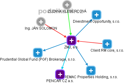 ZMJ, a.s. - náhled vizuálního zobrazení vztahů obchodního rejstříku