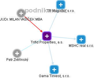 Trifid Properties, a.s. - náhled vizuálního zobrazení vztahů obchodního rejstříku