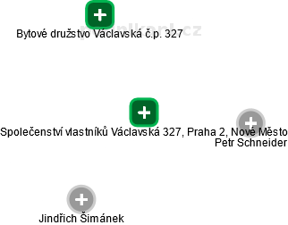 Společenství vlastníků Václavská 327, Praha 2, Nové Město - náhled vizuálního zobrazení vztahů obchodního rejstříku