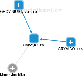 Gonoya s.r.o. - náhled vizuálního zobrazení vztahů obchodního rejstříku