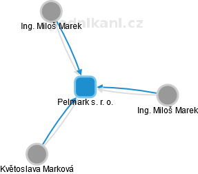 Pelmark s. r. o. - náhled vizuálního zobrazení vztahů obchodního rejstříku