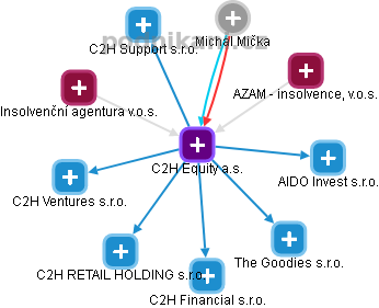 C2H Equity a.s. - náhled vizuálního zobrazení vztahů obchodního rejstříku