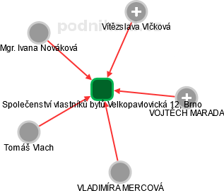 Společenství vlastníků bytů Velkopavlovická 12, Brno - náhled vizuálního zobrazení vztahů obchodního rejstříku