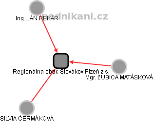 Regionálna obec Slovákov Plzeň z.s. - náhled vizuálního zobrazení vztahů obchodního rejstříku