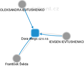 Dora wings.cz s.r.o. - náhled vizuálního zobrazení vztahů obchodního rejstříku