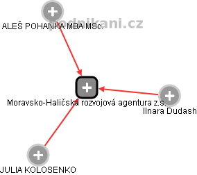 Moravsko-Haličská rozvojová agentura z.s. - náhled vizuálního zobrazení vztahů obchodního rejstříku