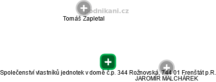 Společenství vlastníků jednotek v domě č.p. 344 Rožnovská, 744 01 Frenštát p.R. - náhled vizuálního zobrazení vztahů obchodního rejstříku