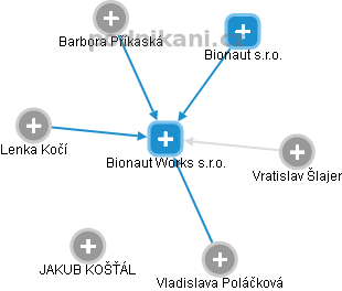 Bionaut Works s.r.o. - náhled vizuálního zobrazení vztahů obchodního rejstříku