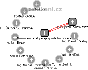 Moravskoslezský krajský volejbalový svaz - náhled vizuálního zobrazení vztahů obchodního rejstříku