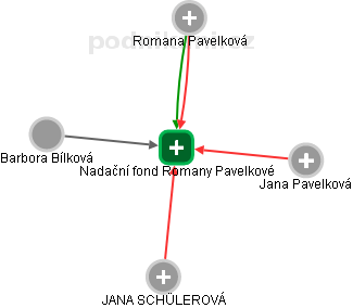 Nadační fond Romany Pavelkové - náhled vizuálního zobrazení vztahů obchodního rejstříku