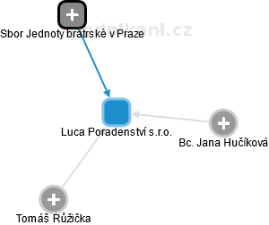 Luca Poradenství s.r.o. - náhled vizuálního zobrazení vztahů obchodního rejstříku